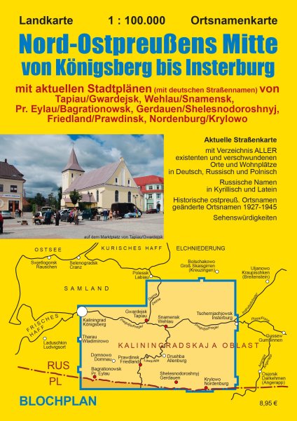 Landkarte: Nord-Ostpreu&szlig;ens Mitte von K&ouml;nigsberg bis Insterburg