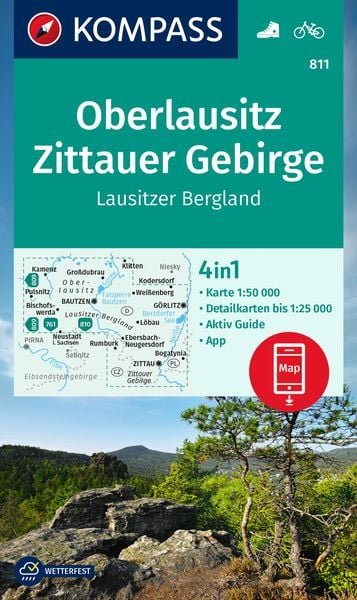 KOMPASS Wanderkarte Oberlausitz, Zittauer Gebirge, Lausitzer Bergland