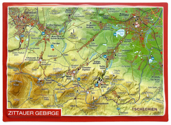3D Reliefpostkarte Zittauer Gebirge