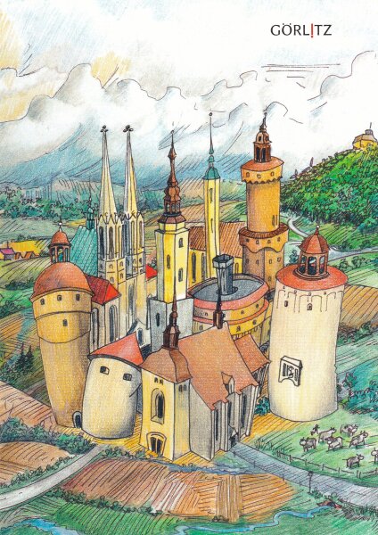 Postkarte Görlitz - Türme (A. Neumann-Nochten)